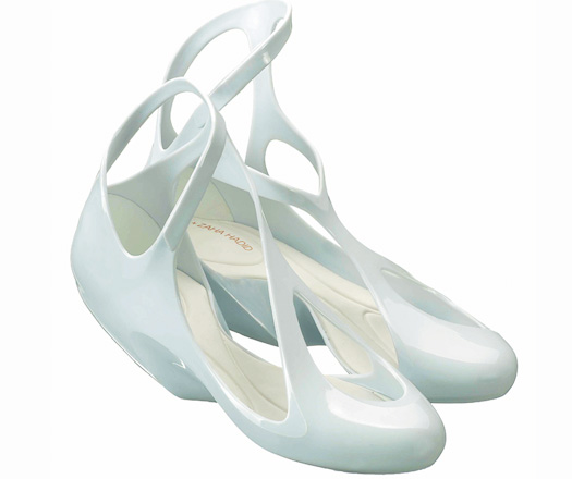 white pair zaha hadid melissa shoes
