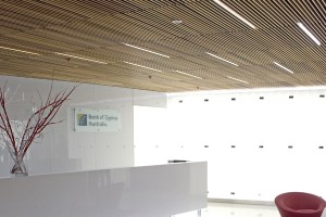 Screenwood Ceiling Tiles in the Bank of Cyprus