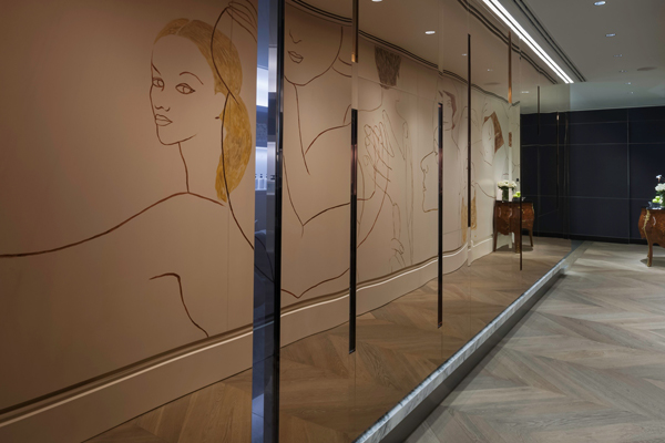 OneSpace_Retail Design_BruneBlonde Hair Salon_Grand Hyatt HongKong_31_customer journey copper feature wall