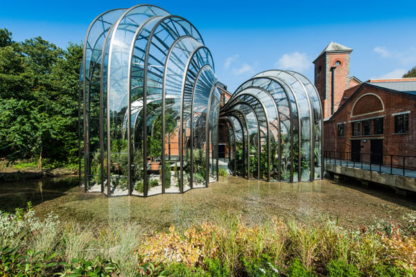 The-botanical-glasshouses,-designed-by-Thomas-Heatherwick-and-Heatherwick-Studios,-taking-centre-stage-at-Laverstoke-Mill